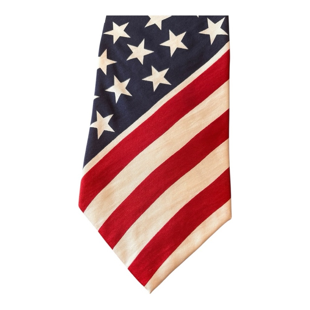Vintage Flag Structure silk men’s patriotic Stars and Stripes necktie - Picture 2 of 6